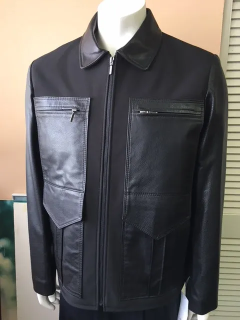 4857 Clearance -  Men's Softshell Jacket with Black Lambskin Trims - Sizes 42 & 44