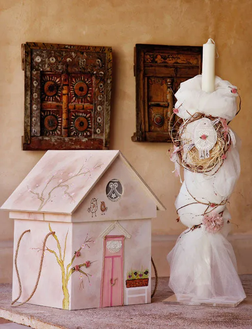 Baptism birch wood box for Girl pink-des.LUNA