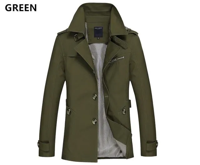 British Fashion Jackets Men Autumn Streetwear Casual Outwear Khaki Smart Long Trench Men Windbreaker Classical Business Coats