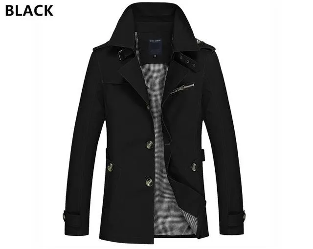 British Fashion Jackets Men Autumn Streetwear Casual Outwear Khaki Smart Long Trench Men Windbreaker Classical Business Coats