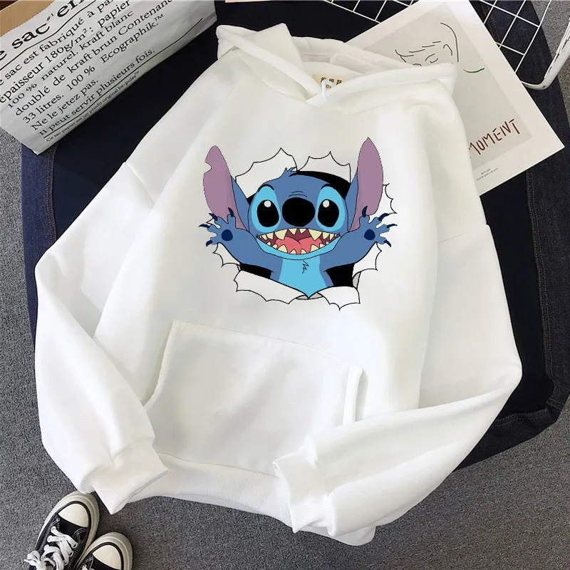 Hoodie Pullovers  Long Sleeves Harajuku Pink Pullovers Lovely Kawaii Casual Tops O-neck Women's Hooded Sweatshirt