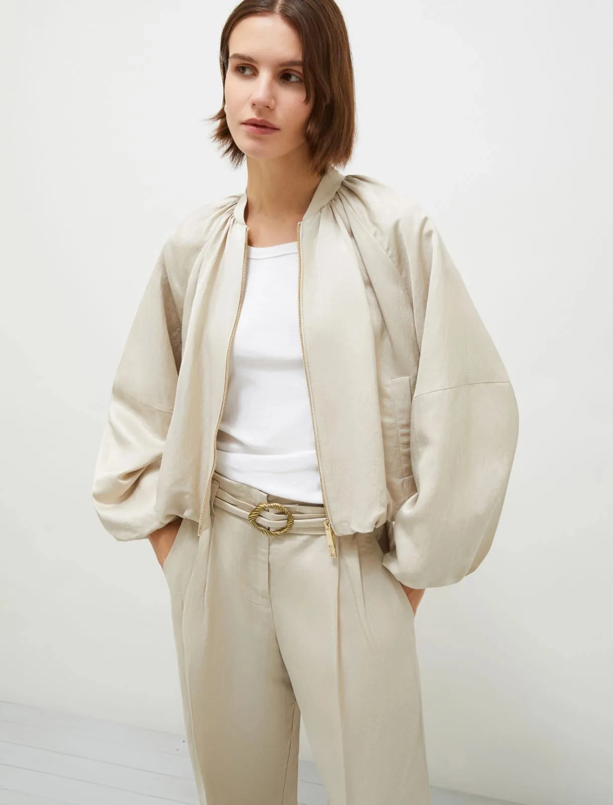 MARELLA Viscose Linen Bomber Jacket