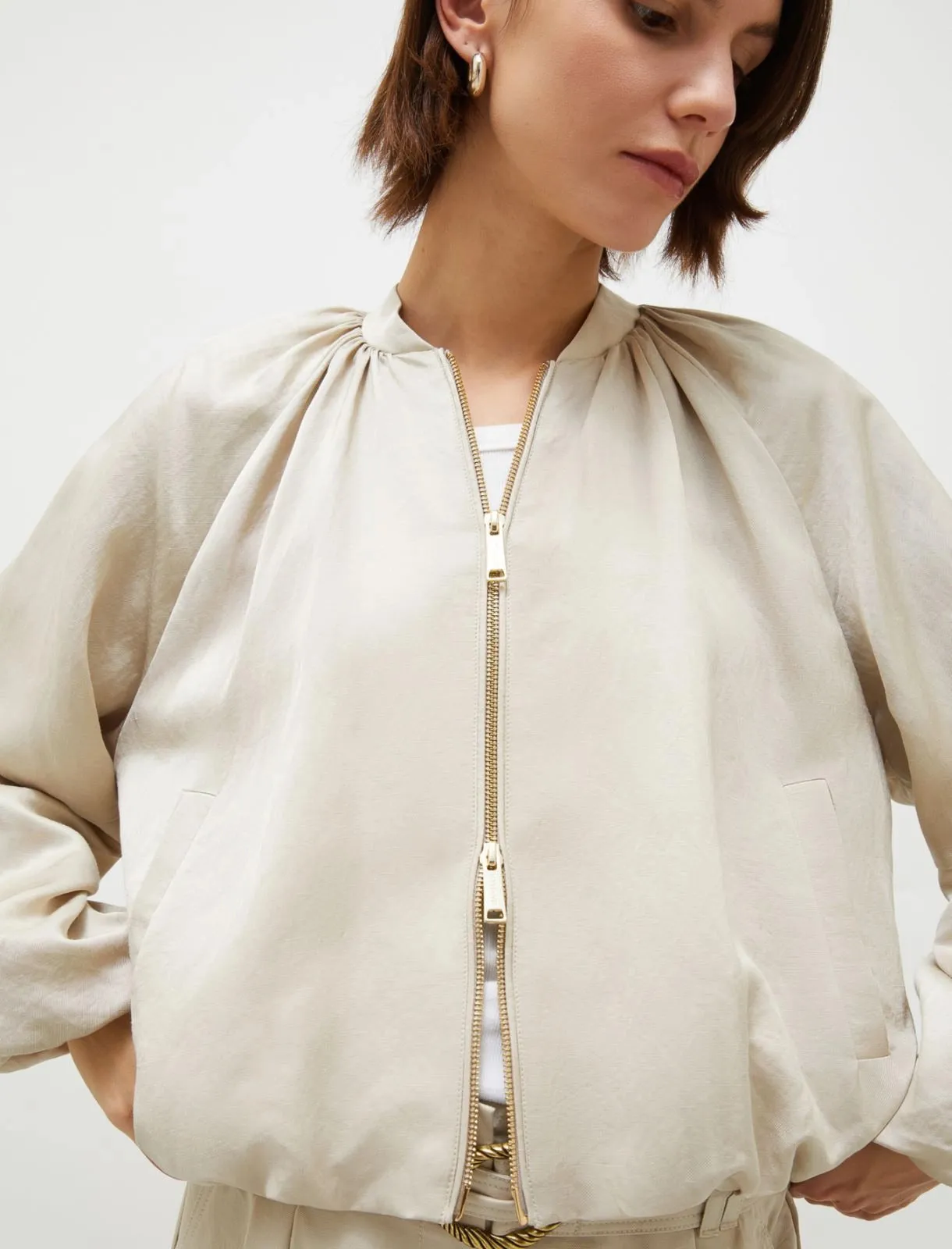 MARELLA Viscose Linen Bomber Jacket