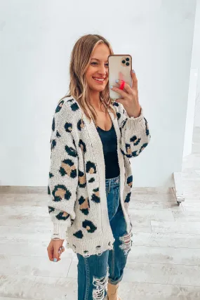 Marley Ivory Distressed Leopard Cardigan