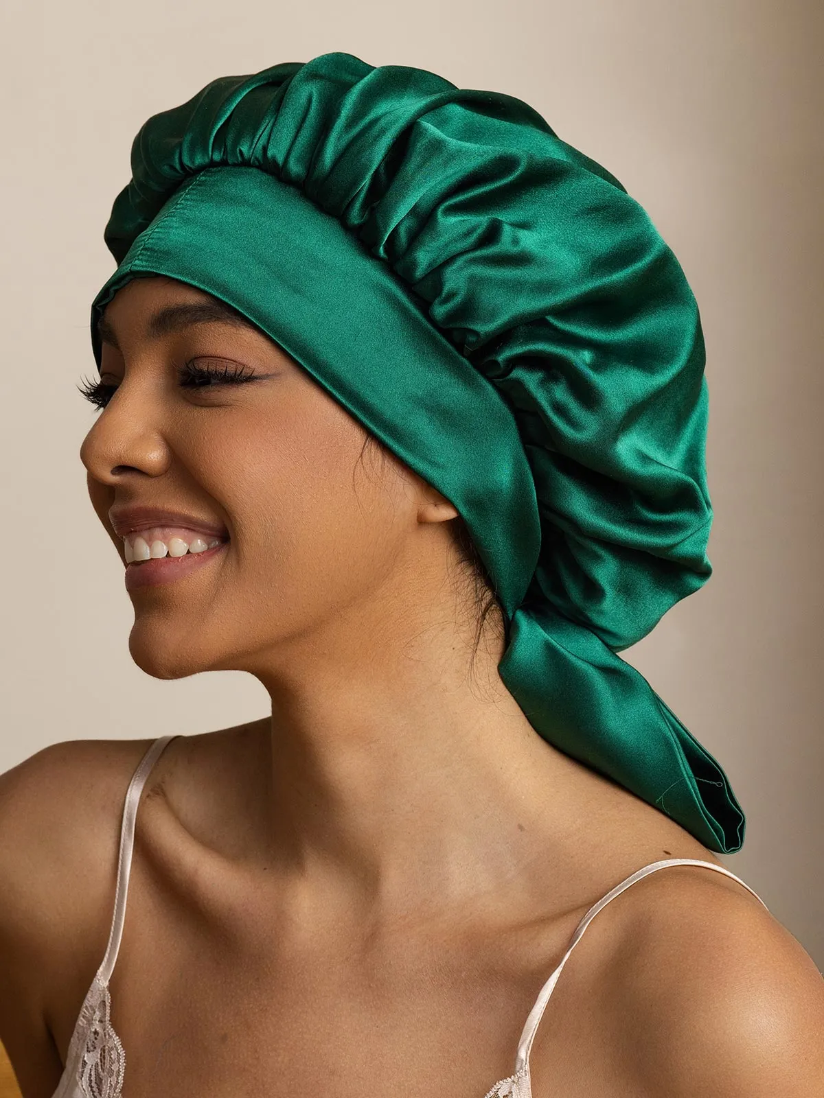 Pure Silk Casual Nightcap with Long Ribbons (Two-tone and Double-sided)