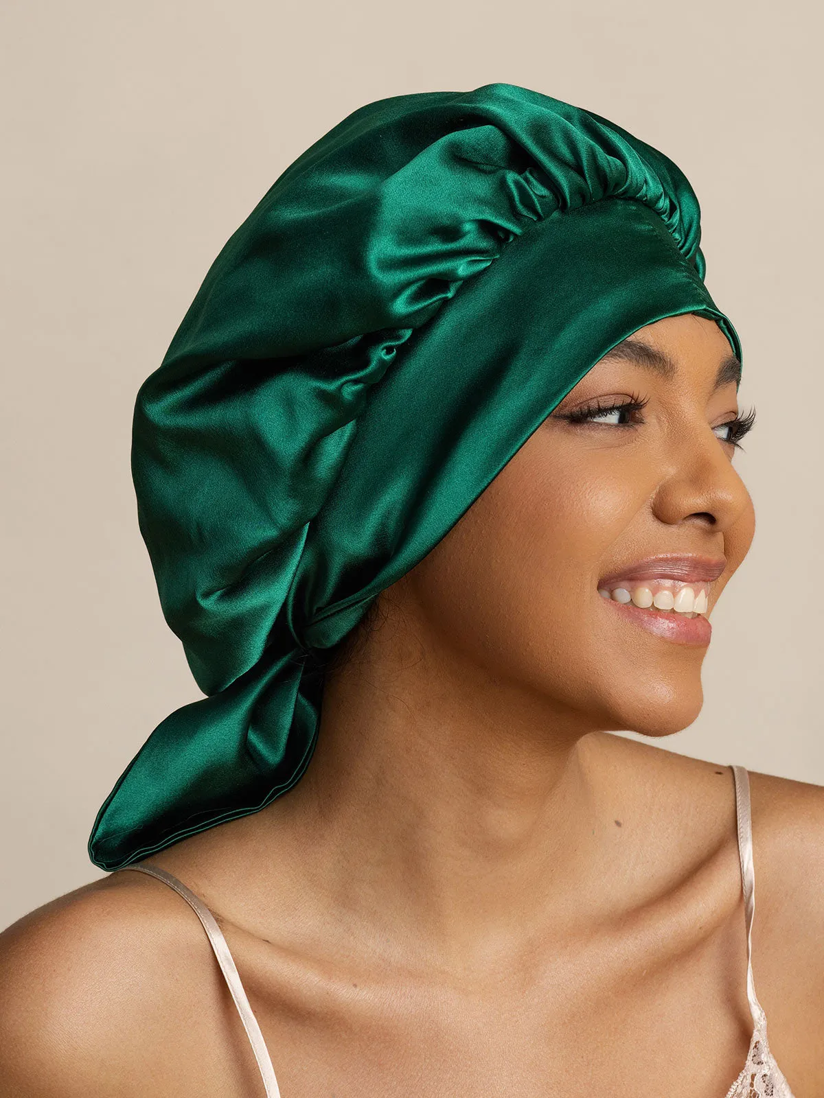 Pure Silk Casual Nightcap with Long Ribbons (Two-tone and Double-sided)