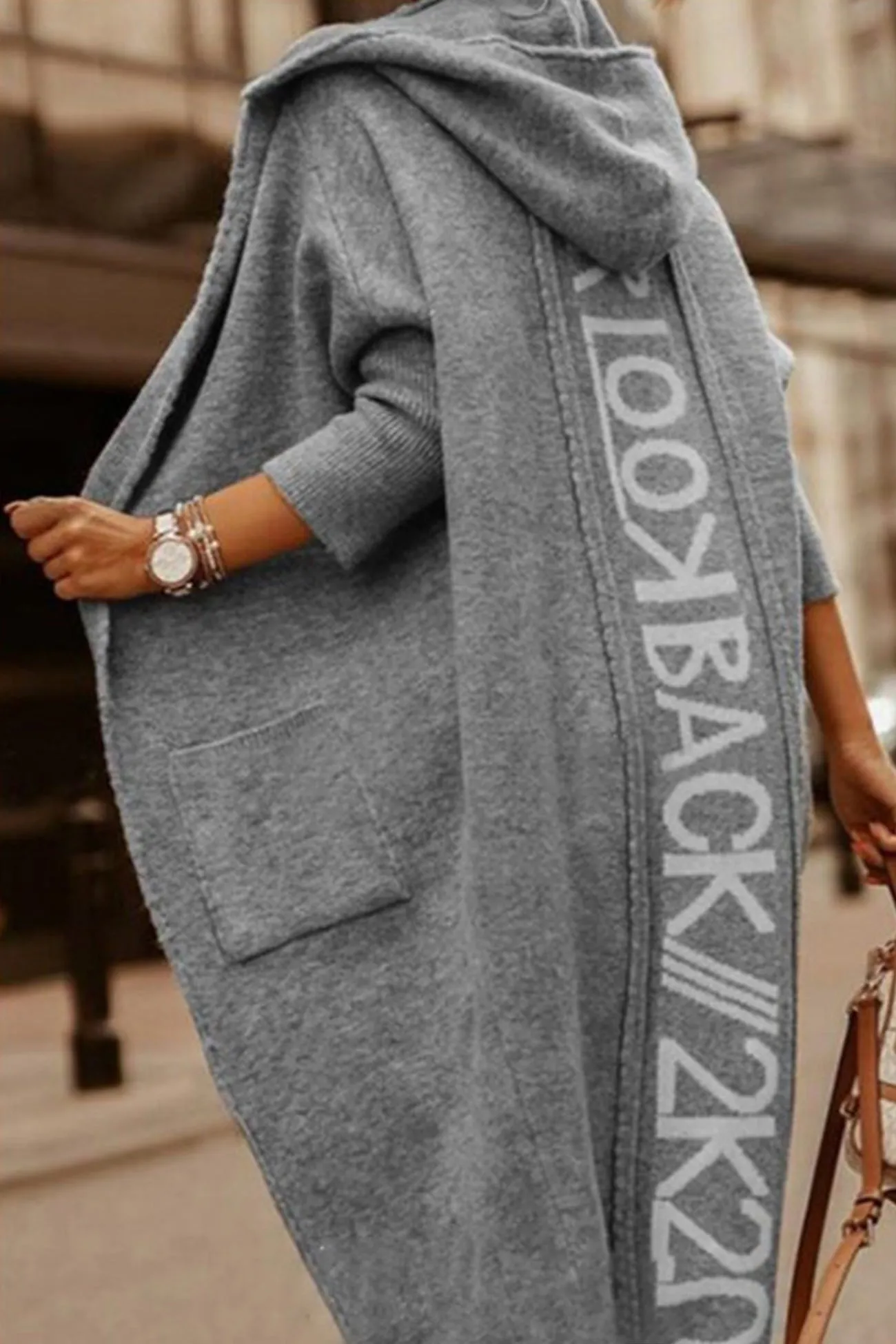 TastyHottie - Letter Graphic Hooded Cardigan