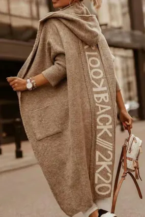 TastyHottie - Letter Graphic Hooded Cardigan