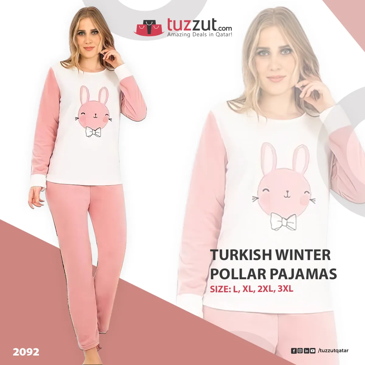 Turkish Winter Polar Pajama Nightwear Homewear - 2092