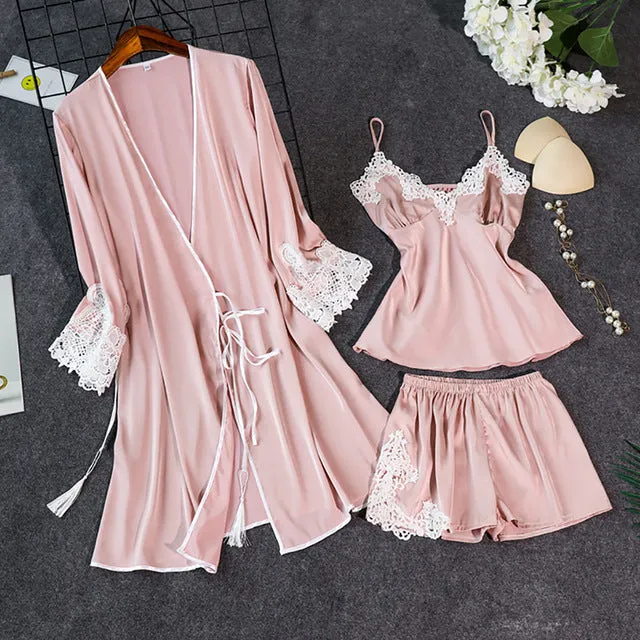 V-Neck Pajama Mujer Sets