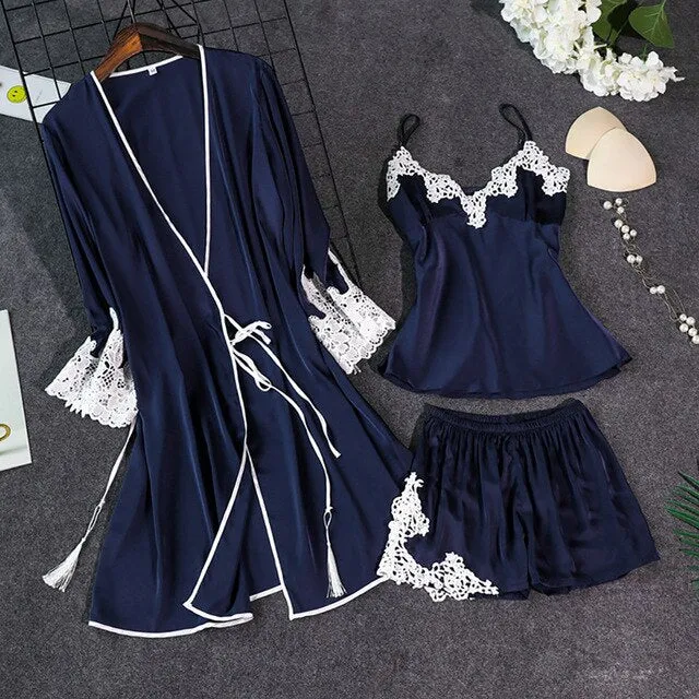 V-Neck Pajama Mujer Sets