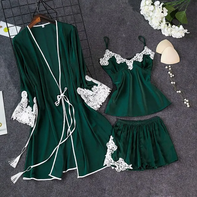 V-Neck Pajama Mujer Sets