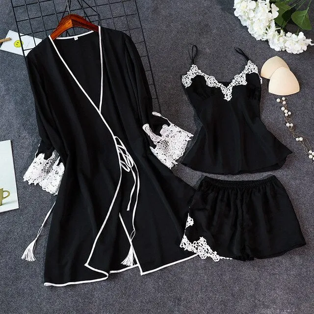 V-Neck Pajama Mujer Sets