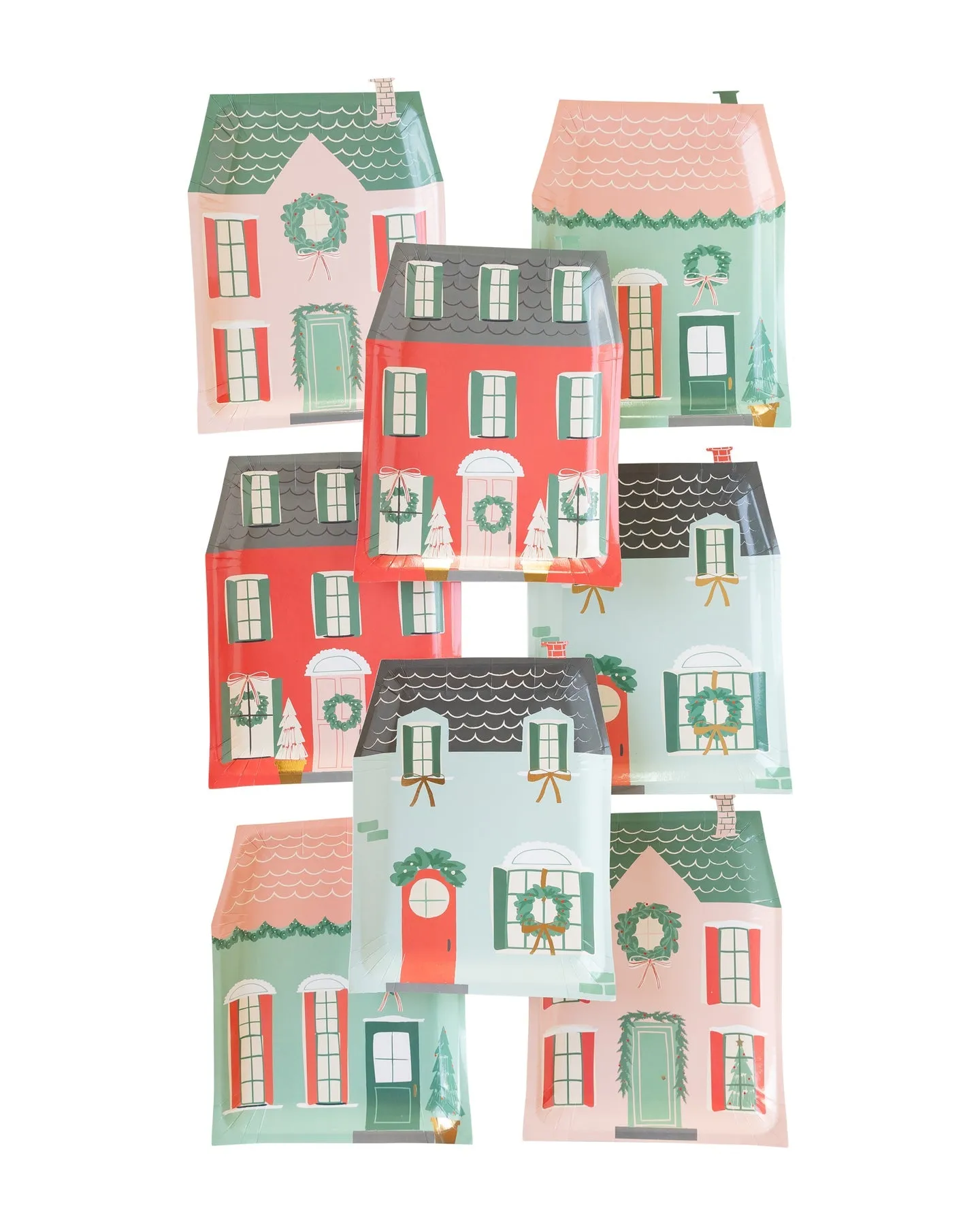 Village Christmas House Shaped Plates